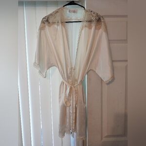 Vintage Verena Robe with Rope Tie Belt Inside tie. Beautiful Lace Details